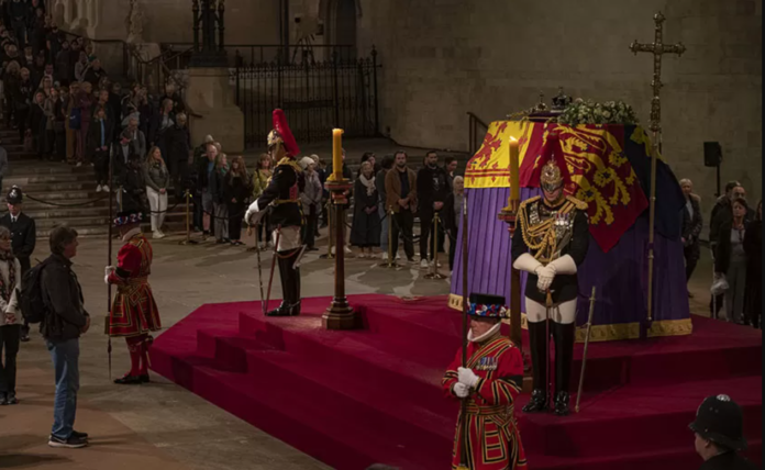 Thousands of people have been queuing along the banks of the River Thames to view the Queen's coffin as she lies in state in London's Westminster Hall.