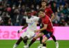 Eduardo Camavinga of Real Madrid battles with Javi Martinez, Real Madrid v Osasuna, La Liga, Santiago Bernaubeu, Madrid, October 27, 2021 Image credit: Getty Images