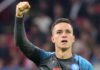 Napoli's Italian forward Giacomo Raspadori celebrates scoring the 1-4 goal during the UEFA Champions League group A football match between Ajax Amsterdam and SSC Napoli. Image credit: Getty Images