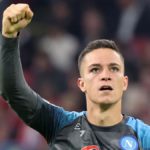 Napoli's Italian forward Giacomo Raspadori celebrates scoring the 1-4 goal during the UEFA Champions League group A football match between Ajax Amsterdam and SSC Napoli. Image credit: Getty Images