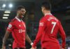 Cristiano Ronaldo of Manchester United celebrates after scoring their team's second goal during the Premier League match between Everton FC and Manchester United at Goodison Park on October 09, 2022 in Liverpool, England. Image credit: Eurosport