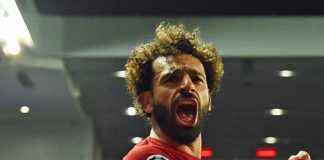 Mohammed Salah celebrates