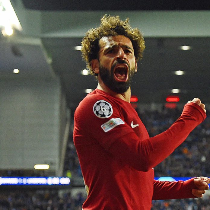 Mohammed Salah celebrates