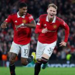 Scott McTominay celebrates with Marcus Rashford of Manchester United after scoring their team's first goal during the UEFA Europa League group E match between Manchester United and Omonia Nikosia at Old Trafford on October 13, 2022 in Manchester, England Image credit: Getty Images