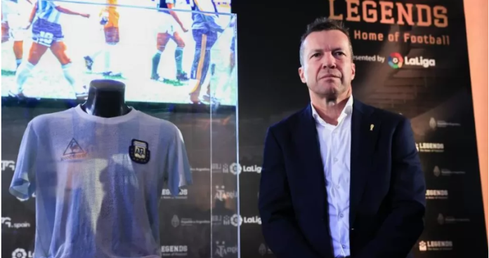 Lothar Matthäus, 61, donated the shirt in August but it has only now been taken to Argentina