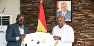 GFA boss Kurt Okraku [L] and Ex-President Mahama [R]