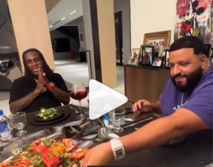 Burna Boy dines with DJ Khaled as they record a song together
