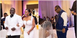 Archbishop Duncan Williams blesses the couple, Kevin and Edith. Source: @papaofeii