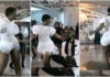 Nigerian bride stuns in a white dress while showing off dance moves. source: @maxwelljennings