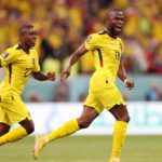 Enner Valencia (R) of Ecuador celebrates after scoring their team's second goal during the FIFA World Cup Qatar 2022 Group A match between Qatar and Ecuador at Al Bayt Stadium on November 20, 2022 in Al Khor, Qatar. (Photo by Michael Steele/Getty Images) Image credit: Getty Images