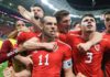 Wales celebrate Gareth Bale's equaliser Image credit: Getty Images