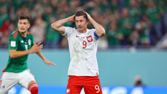 Robert Lewandowski of Poland misses the penalty during the FIFA World Cup Qatar 2022 Group C match between Mexico and Poland at Stadium 974 on November 22, 2022 in Doha, Qatar. (Photo by Pawel Andrachiewicz/PressFocus/MB Media/Getty Images) Image credit: Getty Images