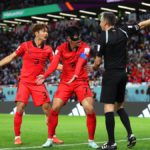 Heungmin Son (C) and Jinsu Kim of Korea Republic argue a call with match officials during the FIFA World Cup Qatar 2022 Group H match between Uruguay and Korea Republic at Education City Stadium Image credit: Getty Images