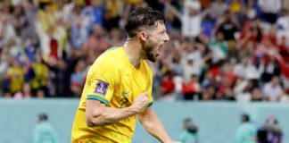 Mathew Leckie of Australia celebrates Image credit: Getty Images