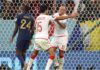 Wahbi Khazri of Tunisia celebrates after scoring their team's first goal during the FIFA World Cup Qatar 2022 Group D match between Tunisia and France at Education City Stadium on November 30, 2022 in Al Rayyan, Qatar. (Photo by Sarah Stier - FIFA/FIFA) Image credit: Getty Images