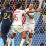 Wahbi Khazri of Tunisia celebrates after scoring their team's first goal during the FIFA World Cup Qatar 2022 Group D match between Tunisia and France at Education City Stadium on November 30, 2022 in Al Rayyan, Qatar. (Photo by Sarah Stier - FIFA/FIFA) Image credit: Getty Images