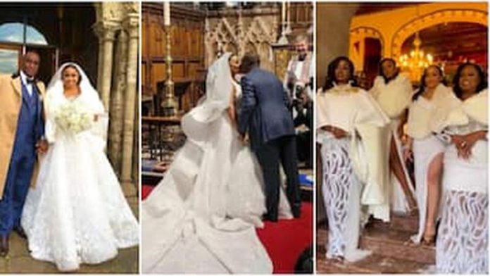 Videos from Rita Dominic and Fidelis Anosike's white wedding trends online. Photo credit: @instablog/@chiomaakpotha Read more: https://www.legit.ng/entertainment/celebrities/1506311-it-official-videos-sweet-moment-rita-dominic-hubby-fidelis-anosike-tie-knot-trends/