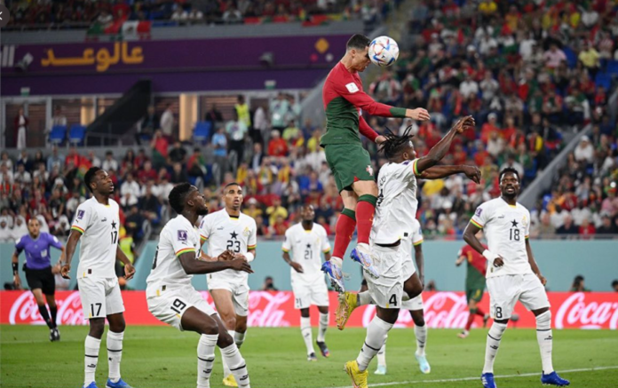 Ghana players watch Ronaldo