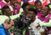 Mohammed Kudus celebrates with Black Stars teammates