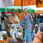Akuapem Poloo receives queenly welcome by Suhum chief, residents for Odwira festival
