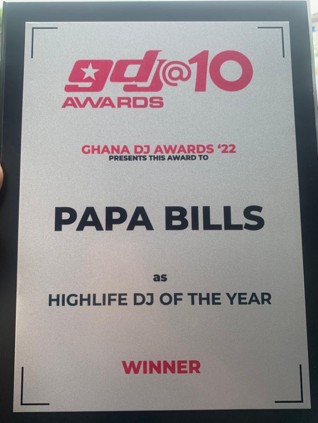 Adom FM's Papa Bills wins Highlife DJ of the Year at Ghana DJ Awards 2022