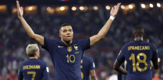 Mbappe celebrates