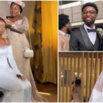 Ghanaian bride looks magnificent as she recreates Meghan Markle’s beautiful Givenchy wedding dress Ghanaian couple Sharon and Theo look lovely together. source: live_with_kwaku