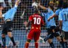 Luis Suarez was shown a straight red card for this handball against Ghana that saved a certain goal in the 2010 World Cup quarter-finals