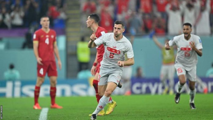 Switzerland had three different goalscorers in a World Cup game for the first time since 1994