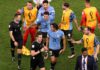 FIFA World Cup Qatar 2022 - Group H - Ghana v Uruguay - Al Janoub Stadium, Al Wakrah, Qatar - December 2, 2022 Uruguay's Jose Maria Gimenez and Edinson Cavani remonstrate with referee Daniel Siebert after the match REUTERS/John Sibley