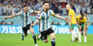 Messi esulta per il gol in Argentina-Australia - Mondiali 2022 Image credit: Getty Images