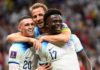 Bukayo Saka of England celebrates after scoring the team's third goal during the FIFA World Cup Qatar 2022 Round of 16 match between England and Senegal at Al Bayt Stadium on December 04, 2022 in Al Khor, Qatar. Image credit: Getty Images