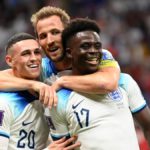 Bukayo Saka of England celebrates after scoring the team's third goal during the FIFA World Cup Qatar 2022 Round of 16 match between England and Senegal at Al Bayt Stadium on December 04, 2022 in Al Khor, Qatar. Image credit: Getty Images