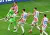 Dominik Livakovic and Mario Pasalic of Croatia celebrate after their side won the penalty shoot out during the FIFA World Cup Qatar 2022 Round of 16 match between Japan and Croatia at Al Janoub Stadium on December 05, 2022 in Al Wakrah, Qatar Image credit: Getty Images