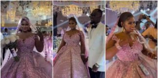 Ghanaian bride Samira looks gorgeous in a pink gown. Source: @menscookgh
