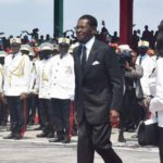 Teodoro Obiang Nguema Mbasogo took the presidential oath before inspecting a military parade