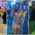 Michy looking gorgeous in gold dress. Photo Source: @ghkwaku