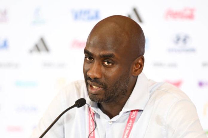 AL RAYYAN, QATAR - NOVEMBER 28: Otto Addo, Head Coach of Ghana, attends the post match press conference after the FIFA World Cup Qatar 2022 Group H match between Korea Republic and Ghana at Education City Stadium on November 28, 2022 in Al Rayyan, Qatar. (Photo by Shaun Botterill - FIFA/FIFA via Getty Images)