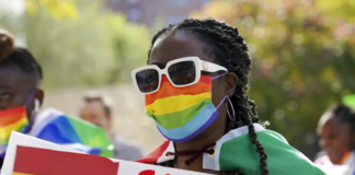 Wilhemina Nyarko attends a rally against a controversial bill being proposed in Ghana's parliament that would make identifying as LGBTQIA or an ally a criminal offense punisha - Copyright © africanews Emily Leshner/Copyright 2021 The Associated Press