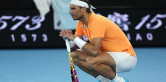 Rafael Nadal visibly struggled after appearing to hurt his hip late in the second set