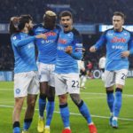 Victor Osimhen of SSC Napoli celebrates after scoring his team's first goal with team mates during the Serie A match between SSC Napoli_Juventus at Stadio Diego Armando Maradona on January 13, 2023 in Naples, Italy. (Photo by Matteo Ciambelli/DeFodi Image Image credit: Getty Images