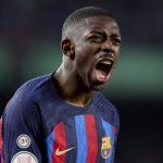 Ousmane Dembele of FC Barcelona celebrates after scoring their side's first goal during the Copa Del Rey Quarter Final match between FC Barcelona and Real Sociedad at Spotify Camp Nou on January 25, 2023 Image credit: Getty Images
