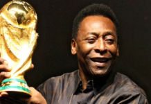 GETTY IMAGES Image caption: The shirt was made for football legend Pele's last international game but he did not wear it in the match