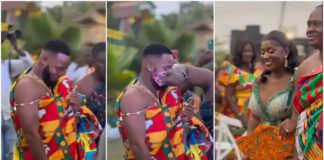 Handsome Groom In Rich Kente Almost Cries After Seeing Bride Photo Source: wedwithkingmcb on TikTok