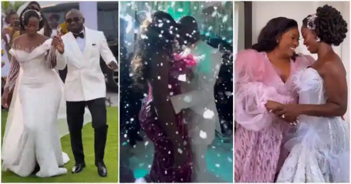 Hawa Koomson's daughter and husband show off their dance moves at their wedding reception. Photo credit: live_weddings_with_kwaku.