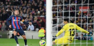 Jordi Alba's previous Barcelona goal came in May last year