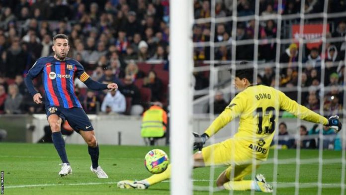 Jordi Alba's previous Barcelona goal came in May last year