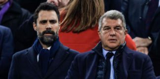 Barcelona president Joan Laporta, right, has rejected a call to resign by La Liga's president