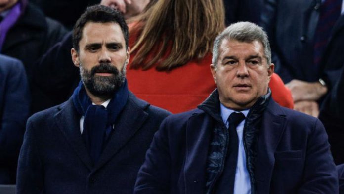 Barcelona president Joan Laporta, right, has rejected a call to resign by La Liga's president