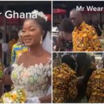 Ghanaian couple slays in African print outfits for their white wedding. source: @ghanafashionhub